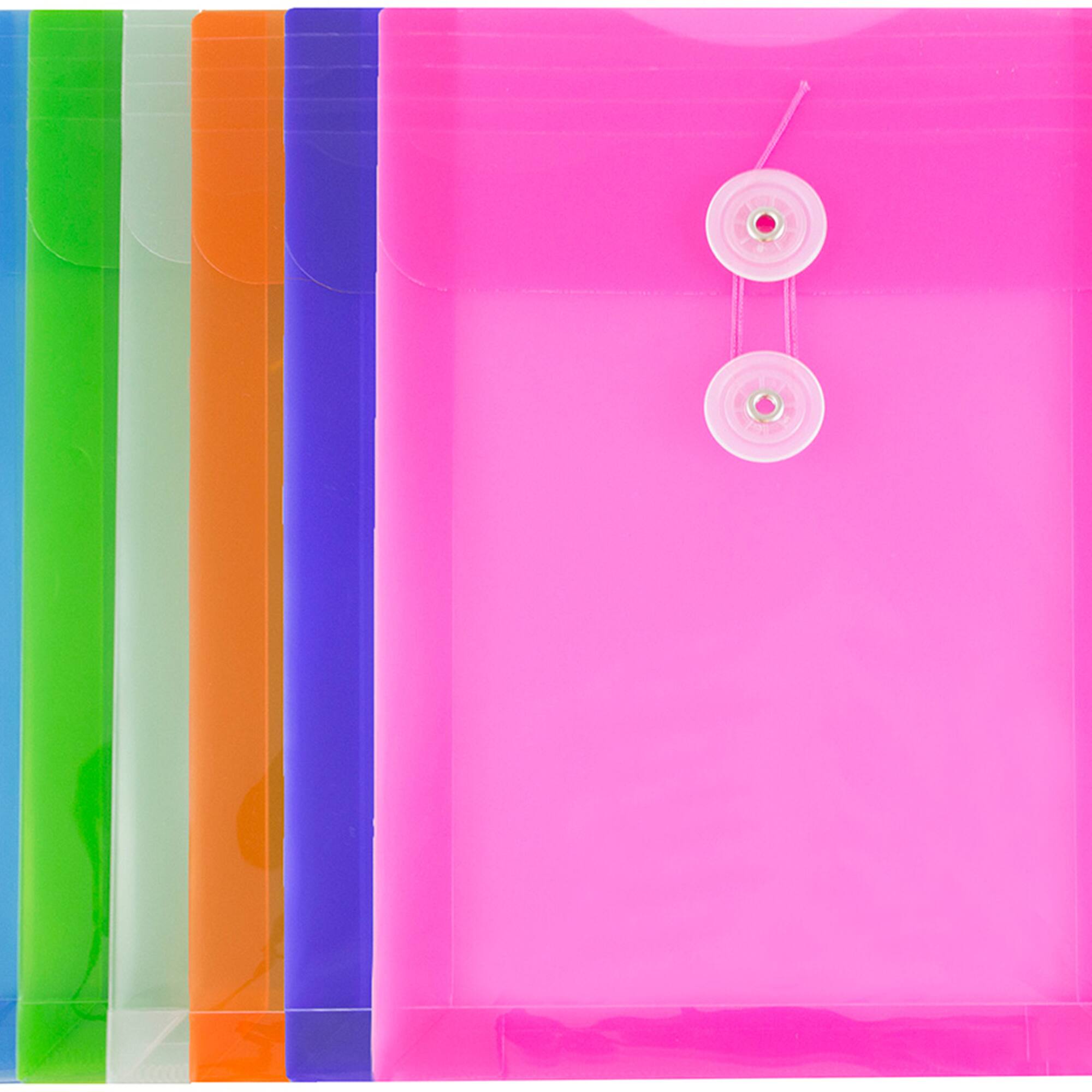 JAM Paper 6.25" x 9.25" Mixed Plastic Button String Open End Envelopes, 12ct.